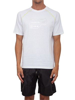 T-shirt bianca Plein Sport Swim uomo logo e cuciture a contrasto in UOMO