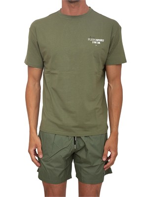 T-shirt uomo Plein Sport Swim in cotone verde militare in UOMO