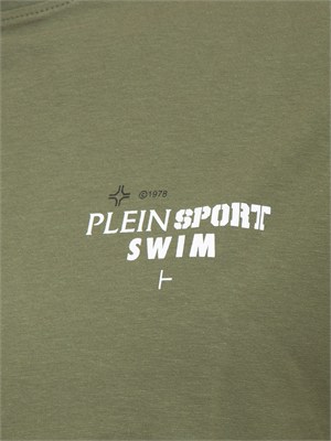 T-shirt uomo Plein Sport Swim in cotone verde militare in UOMO