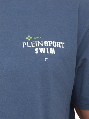 T-shirt uomo Plein Sport Swim in cotone blu in UOMO
