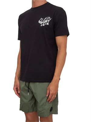 T-shirt nera Plein Sport Swim uomo con maxi stampa dietro in UOMO