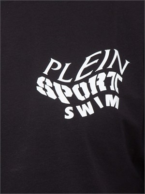 T-shirt nera Plein Sport Swim uomo con maxi stampa dietro in UOMO