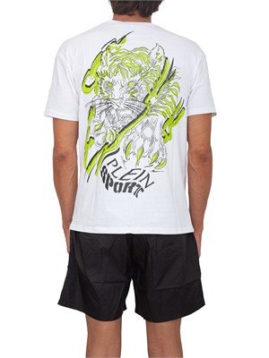T-shirt bianca Plein Sport Swim uomo con maxi stampa dietro in UOMO