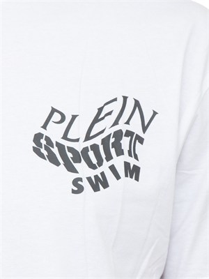 T-shirt bianca Plein Sport Swim uomo con maxi stampa dietro in UOMO
