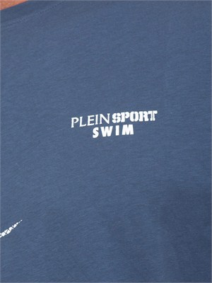 T-shirt uomo Plein Sport Swim in cotone blu con stampe in UOMO