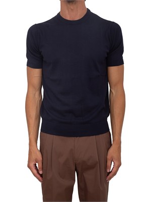 T-shirt maglia Corneliani in seta e cotone blu in UOMO