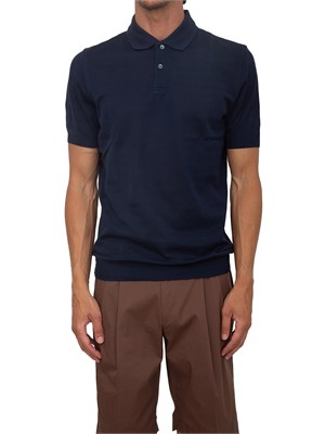 Polo Corneliani in cotone blu con trama maglia in UOMO