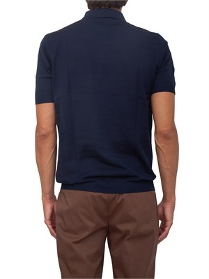 Polo Corneliani in cotone blu con trama maglia in UOMO