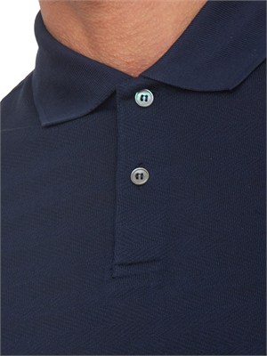 Polo Corneliani in cotone blu con trama maglia in UOMO