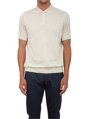 Polo Corneliani in cotone avorio con trama maglia in UOMO