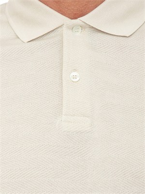 Polo Corneliani in cotone avorio con trama maglia in UOMO