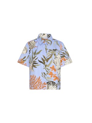Camicia Formosa Marella in cotone celesta stampa floreale in DONNA