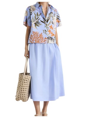 Camicia Formosa Marella in cotone celesta stampa floreale in DONNA