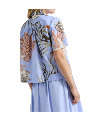 Camicia Formosa Marella in cotone celesta stampa floreale in DONNA