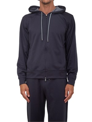 Felpa Cornaliani misto cotone blu in UOMO