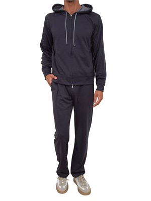 Felpa Cornaliani misto cotone blu in UOMO