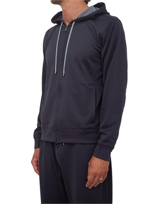 Felpa Cornaliani misto cotone blu in UOMO