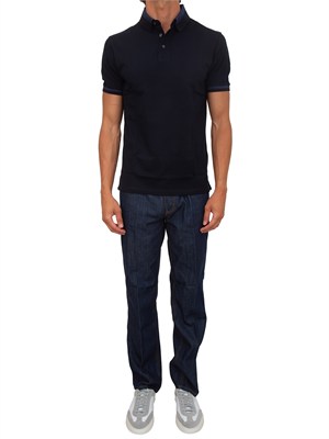 Polo uomo Emporio Armani in cotone blu con profili in UOMO