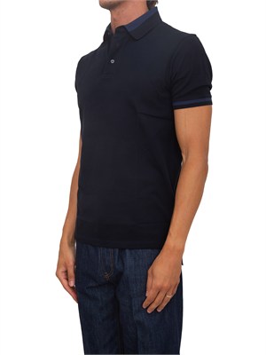 Polo uomo Emporio Armani in cotone blu con profili in UOMO