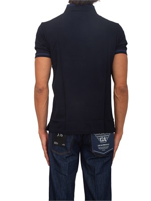 Polo uomo Emporio Armani in cotone blu con profili in UOMO