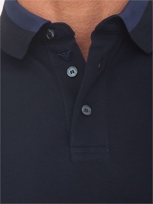 Polo uomo Emporio Armani in cotone blu con profili in UOMO