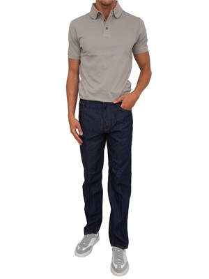 Polo uomo Emporio Armani in cotone grigio con profili in UOMO