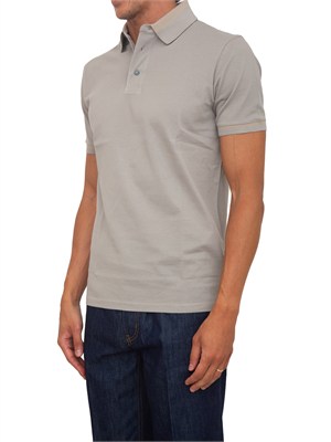 Polo uomo Emporio Armani in cotone grigio con profili in UOMO