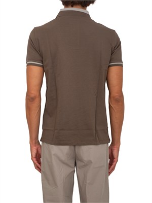 Polo uomo Emporio Armani in cotone marrone con profili in UOMO