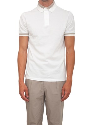 Polo uomo Emporio Armani in cotone avorio con profili in UOMO