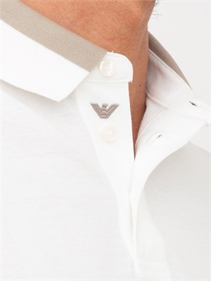 Polo uomo Emporio Armani in cotone avorio con profili in UOMO