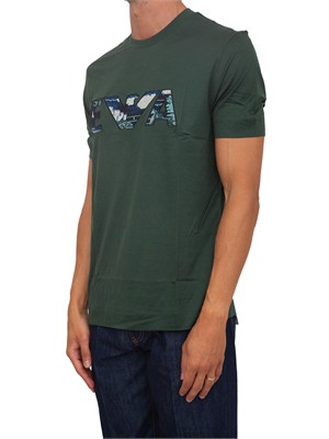 T-shirt Emporio Armani in cotone verde ricamo logo in UOMO