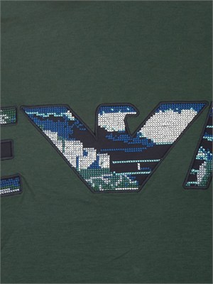 T-shirt Emporio Armani in cotone verde ricamo logo in UOMO