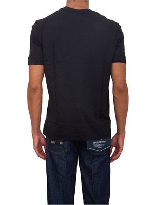T-shirt Emporio Armani in cotone blu ricamo logo in UOMO