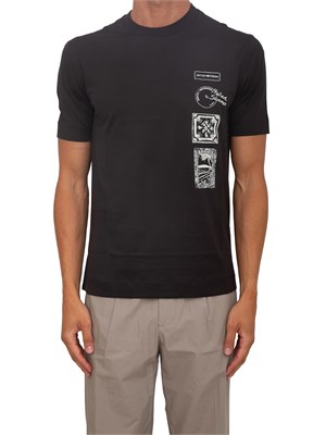 T-shirt Emporio Armani uomo in cotone nero e logo in UOMO
