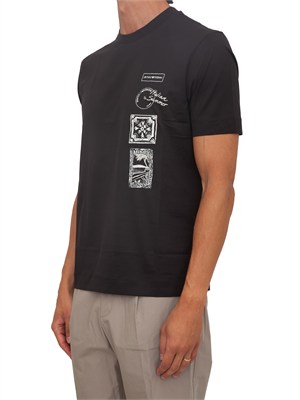 T-shirt Emporio Armani uomo in cotone nero e logo in UOMO