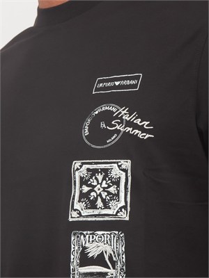 T-shirt Emporio Armani uomo in cotone nero e logo in UOMO