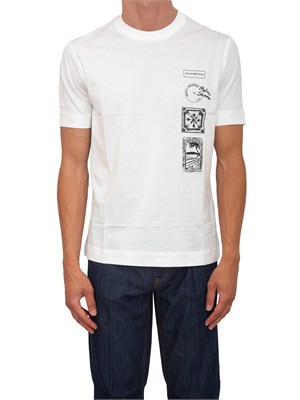 T-shirt Emporio Armani uomo in cotone bianco e logo in UOMO