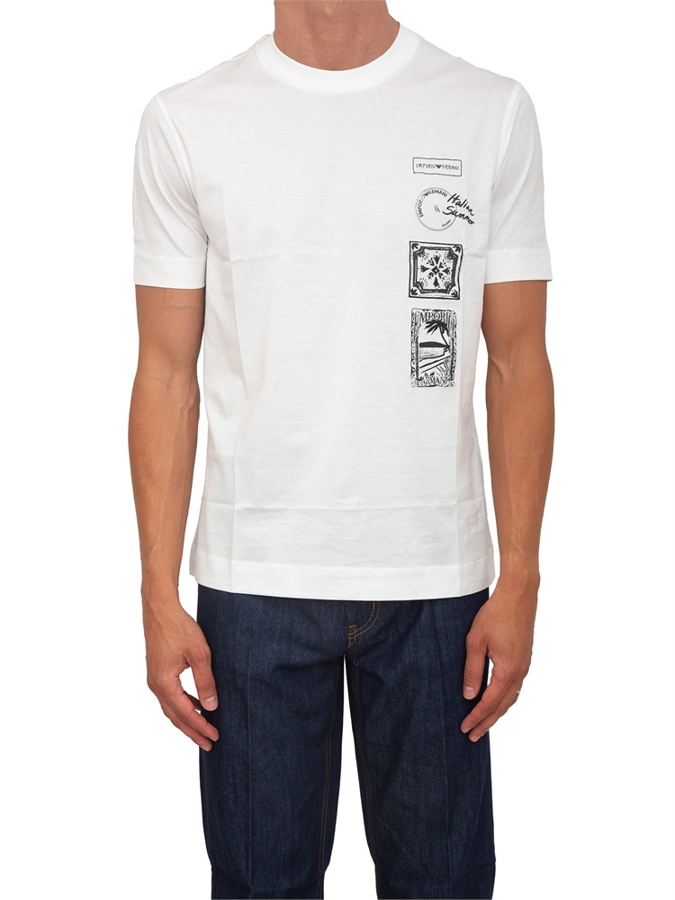 T-shirt Emporio Armani uomo in cotone bianco e logo