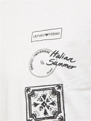 T-shirt Emporio Armani uomo in cotone bianco e logo in UOMO