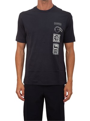 T-shirt Emporio Armani uomo in cotone blu e logo in UOMO