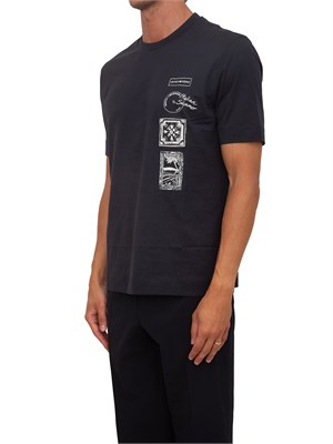 T-shirt Emporio Armani uomo in cotone blu e logo in UOMO