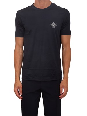 T-shirt Emporio Armani in tessuto blu con logo in UOMO
