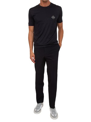 T-shirt Emporio Armani in tessuto blu con logo in UOMO