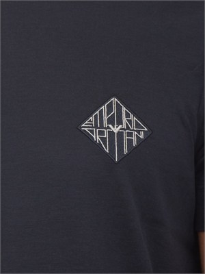 T-shirt Emporio Armani in tessuto blu con logo in UOMO