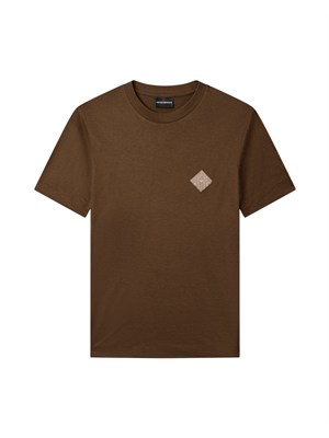 T-shirt Emporio Armani in tessuto marrone con logo in UOMO
