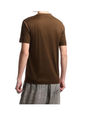 T-shirt Emporio Armani in tessuto marrone con logo in UOMO