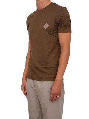 T-shirt Emporio Armani in tessuto marrone con logo in UOMO