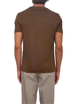 T-shirt Emporio Armani in tessuto marrone con logo in UOMO