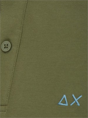 Polo SUN68 in piquet di cotone verde con profili in UOMO