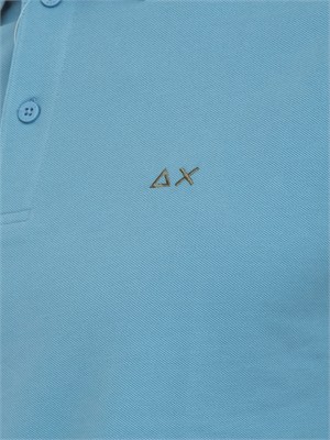 Polo SUN68 in piquet di cotone azzurro con profili in UOMO